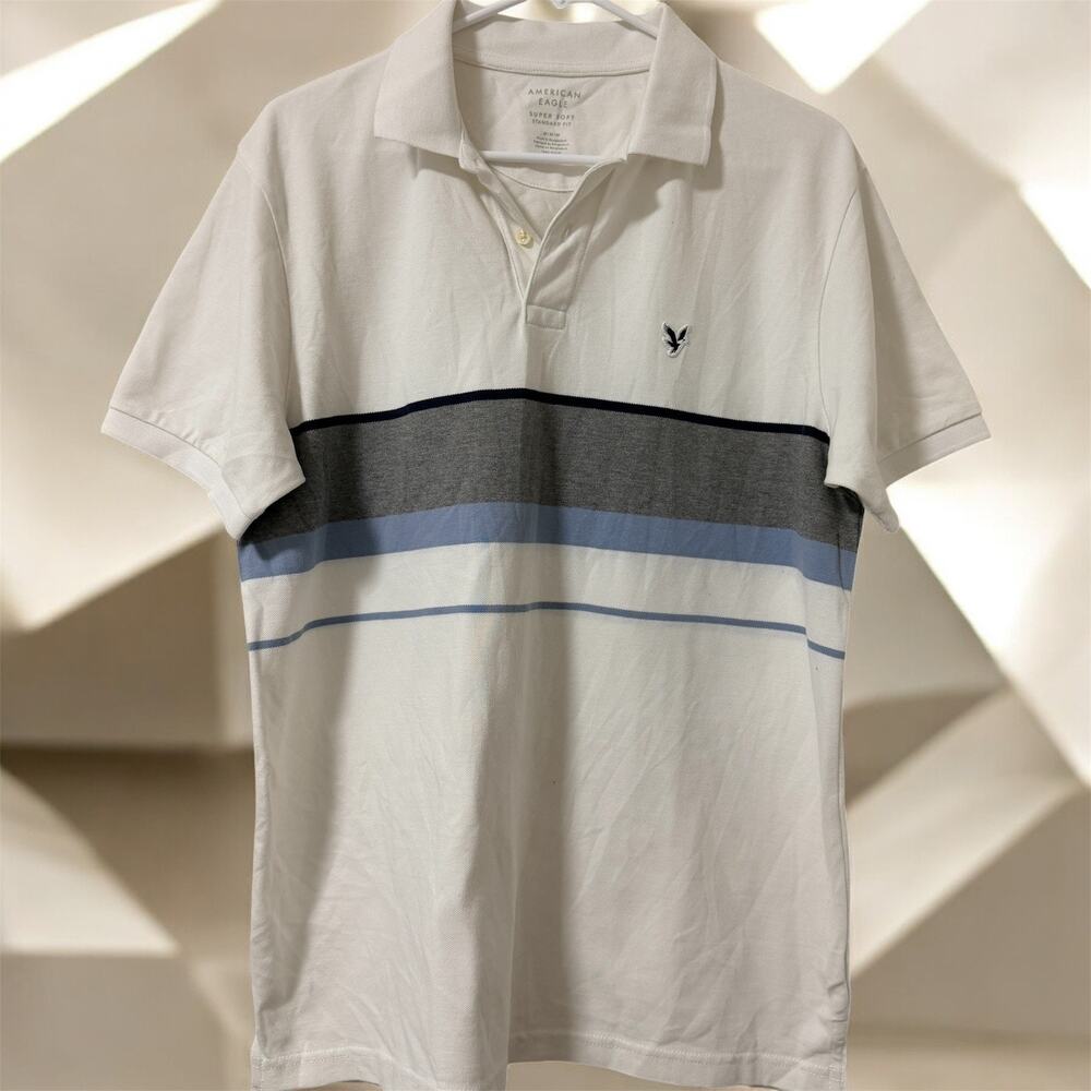 American Eagle Men’s Super Soft Standard Fit Shirt With Collar White Size M NWOT